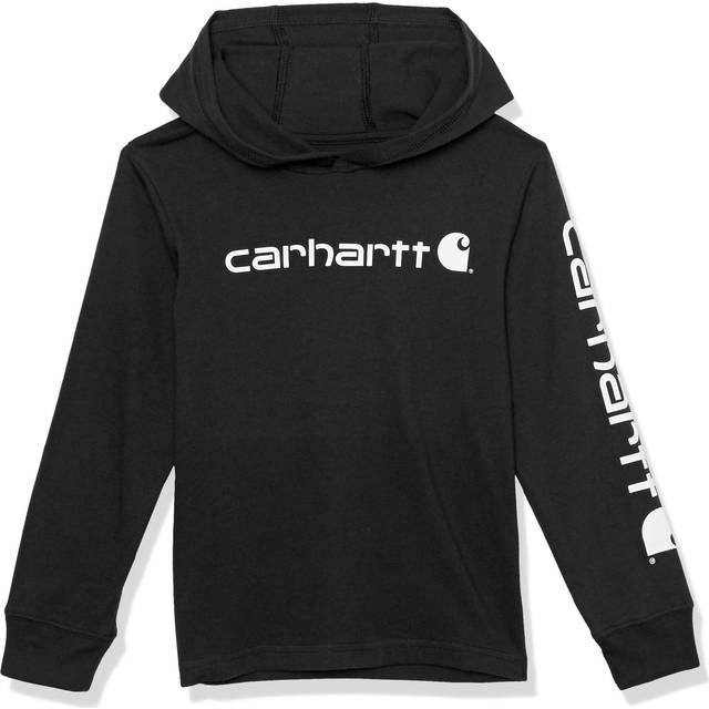 Carhartt Boys LongSleeve Hooded Graphic TShirt  Caviar Black  Medium 1012