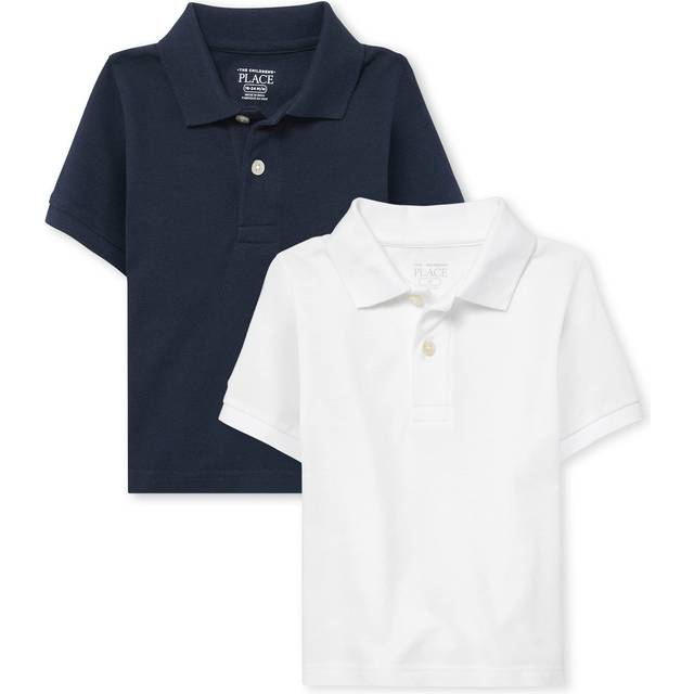 The Children's Place Baby Boys and Toddler Boys Short Sleeve Pique Polo  Tidal/White  3T