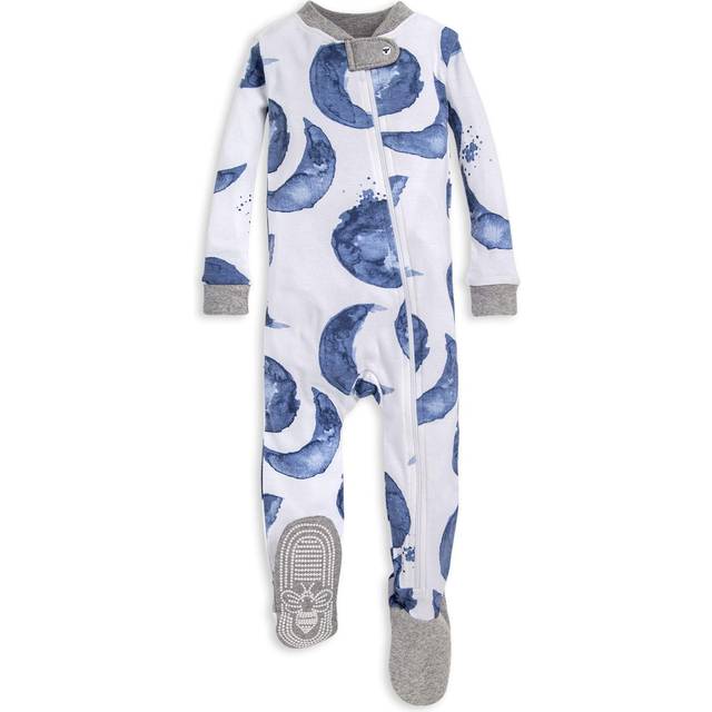 Burt's Bees Baby baby boys Pajamas  Zip-front Non-slip Footed Pjs  Organic Cotton and Toddler Sleepers  Indigo Hello Moon  12 Months US