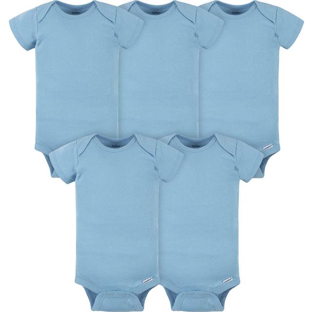 Gerber Baby 5-Pack Solid Onesies Bodysuits  Blue  6-9 Months