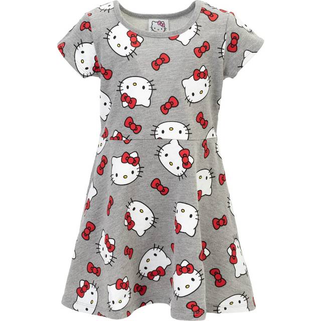 Hello Kitty Little Girls French Terry Short Sleeve Dress Grey 6-6X
