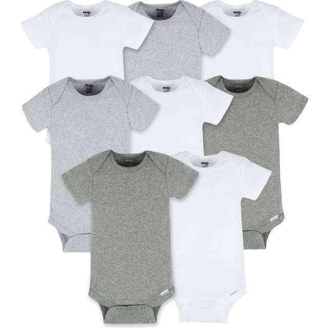 Onesies Brand Baby 8-Pack Short Sleeve Mix  Match Bodysuits  Solid Neutral colors  12 Months