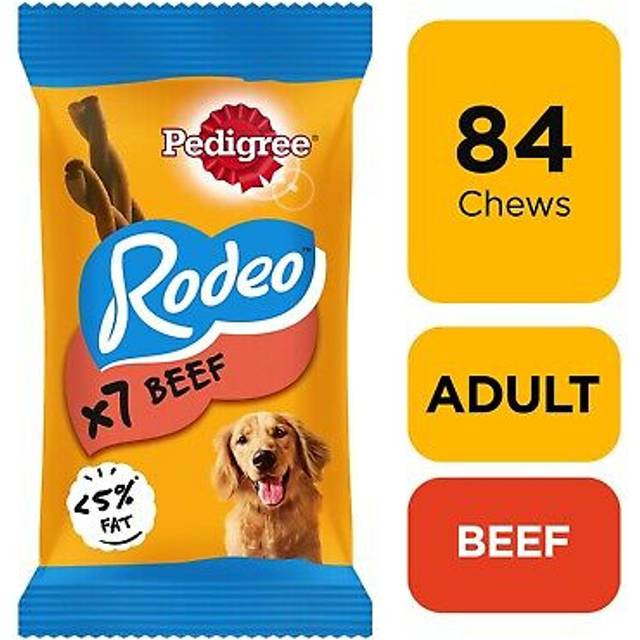84 pedigree rodeo dog treats beef dog chews (12x123g)
