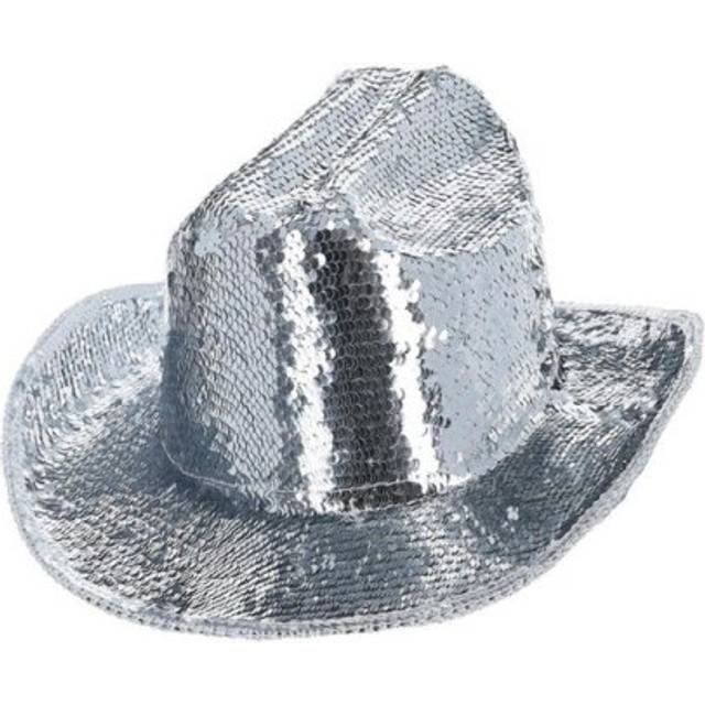 Smiffys 53032, Silver Fever Deluxe paljett cowboyhatt, unisex vuxen, en storlek