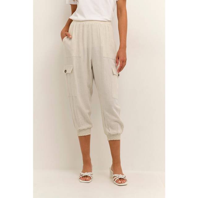 KAFFE Kaliny Capri casual byxor dam, Lätt sandlinne, 40