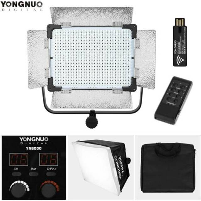 Yongnuo yn6000 600 led video light panel 3200k-5500k w/ soft box & bracket kit