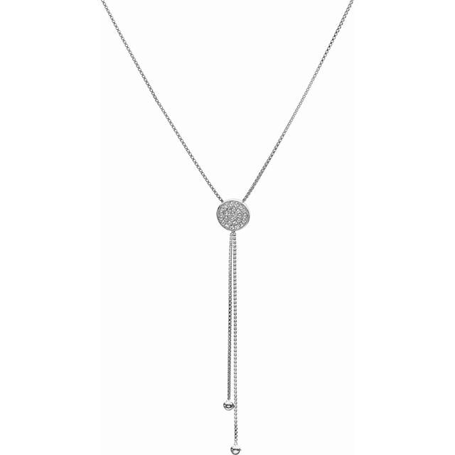 Evoke Sterling Silver Rhodium Plated Crystal Lariat Necklace
