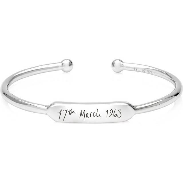 John Greed Signature Engravable ID Torque Bangle For Women - silver