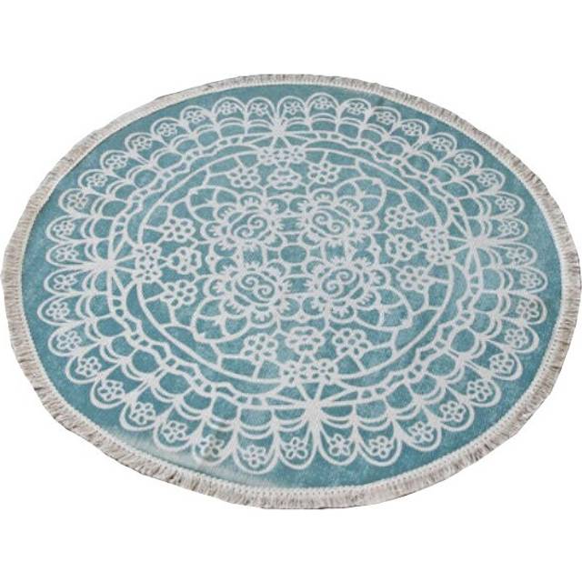 92 X 92Cm Retro Bohemian Carpet Hand Woven Cotton Linen Rug Bedside Geometric Floor Mat Living Room Bedroom Home Decor Ver 1