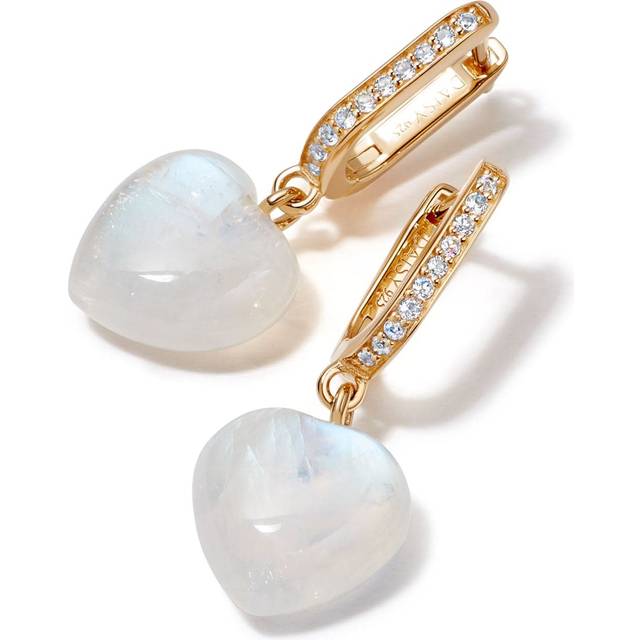 Beloved Moonstone Heart Drop 18ct Gold Plated Earrings JE04_GP