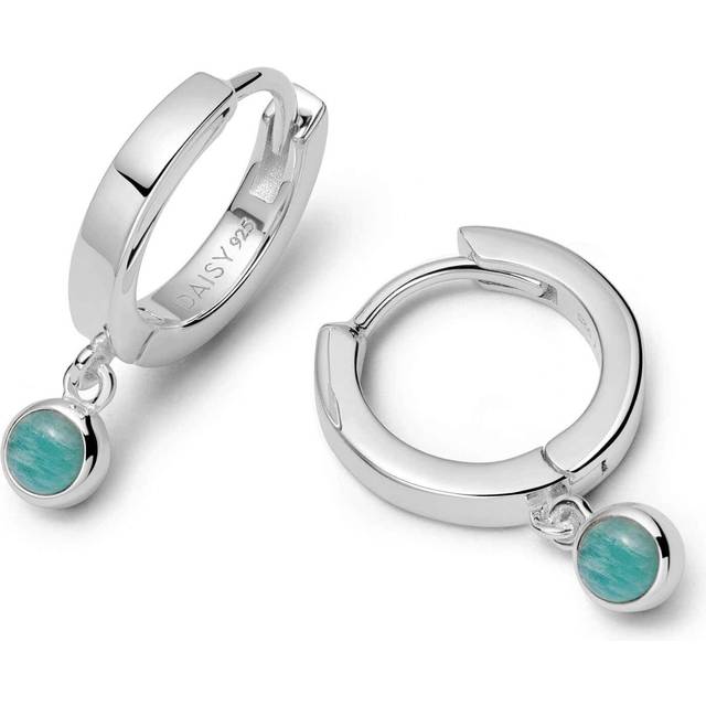 Amazonite Healing Huggie Hoops Sterling Silver Earrings HE3003_SLV