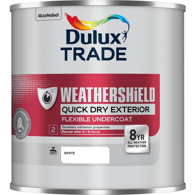 Dulux Trade Weathershield Quick Dry Exterior Flexible Undercoat, White 1L
