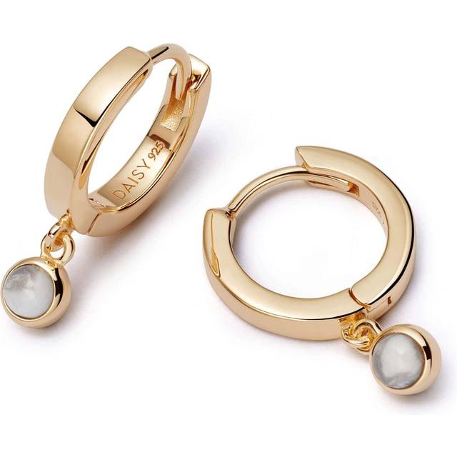 Howlite Healing Huggie Hoops 18ct Gold Plate Earrings HE3006_GP