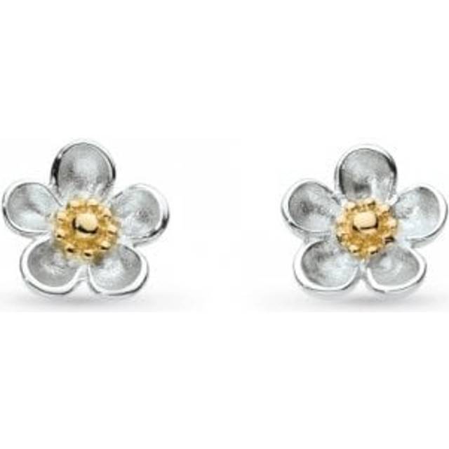 Kit Heath Wood Rose Flower Stud Earrings, Silver/Gold