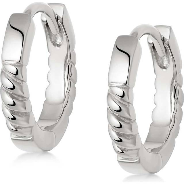 Stacked Rope Huggie Hoop Sterling Silver Earrings EB8021_SLV