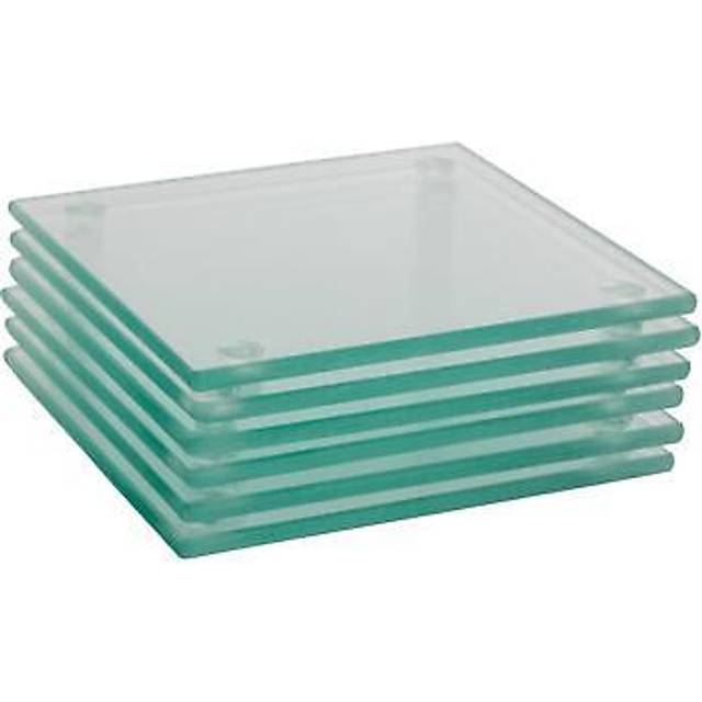 Square Glass Coasters - Pack of Six - Clear