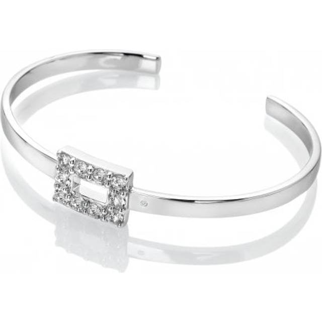 Sterling Silver White Topaz Echo Bangle DC173