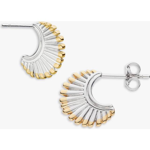 Kit Heath Essence Radiance Golden Small Stud Hoop Earrings - Silver,Gold - Width 1.10 cm, Height 1.30 cm