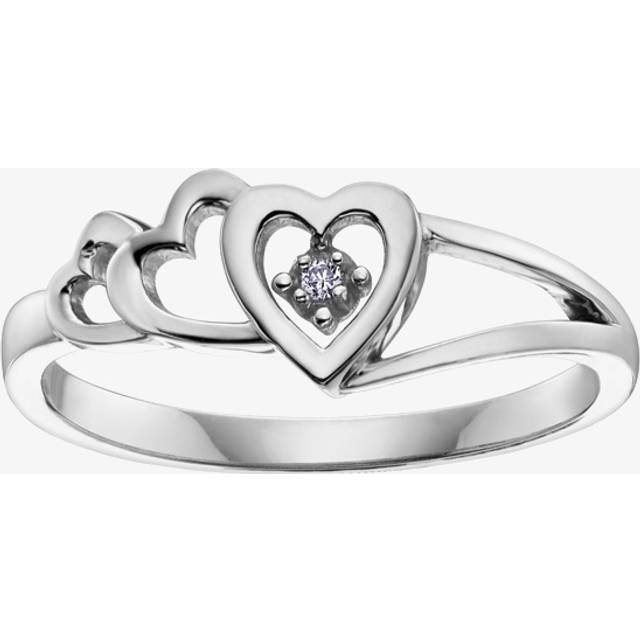 9ct White Gold Diamond Triple Open Heart Ring CH406WG-10 Q - Silver