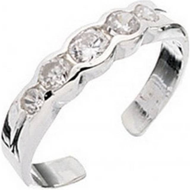 Beginnings Sterling Silver Toe Ring with White Crystals