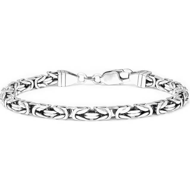 Sterling Silver Gunmetal Men's Byzantine Bracelet 8.5 inches - Gold