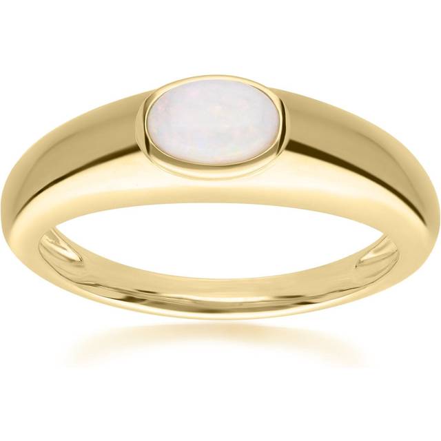 Modern Classic Oval Opal Ring in 18ct Gold Plated Silver