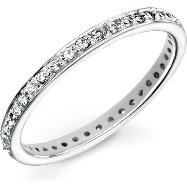 John Greed Signature Silver Pave Set CZ Eternity Ring For Women - silver