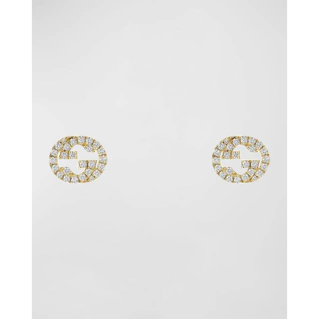 Gucci Womens Yellow Gold Interlocked G 18ct and 0.38ct Diamond Stud Earrings 1 Size - YELLOW GOLD