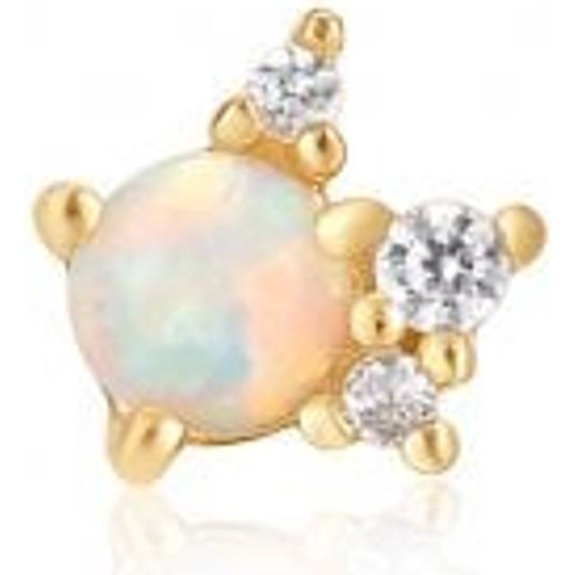 Gold Kyoto Opal Sparkle Crown Barbell Single Earring E047-05G