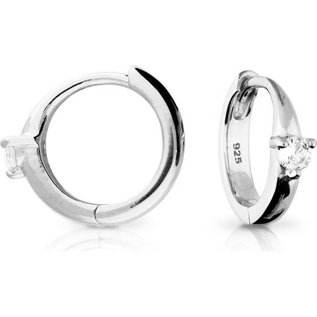 John Greed Signature Silver March Birthstone Huggie Hoop Earrings For Women - blue/silver