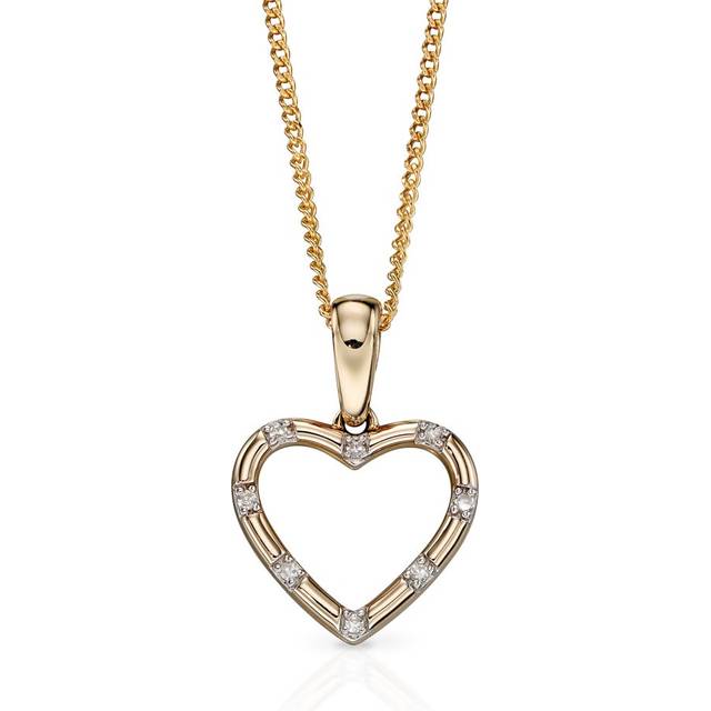 John Greed 9ct Gold Diamond Heart Drop Necklace For Women - gold
