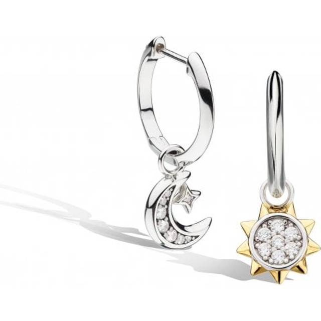 Revival Celeste Pavé 18ct Gold Plated Sun & Moon Hoop Drop Earrings 50492GCZ