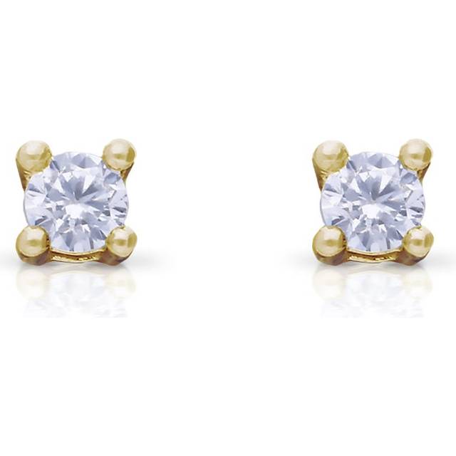 Diamonfire Gold Plated Zirconia 2mm Four Claw Solitaire Stud Earrings For Women - gold