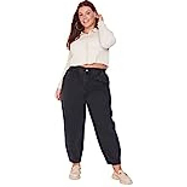 Trendyol Jeans Larghi Plus Size, Svart, 76 Kvinnor, Svart, 40