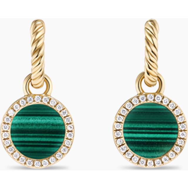 Petite DY Elements® Drop Earrings in 18ct Yellow Gold with Malachite and Diamonds, 22.6mm