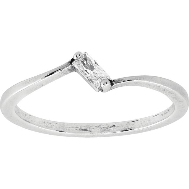 Silpada 'Sideways & Beyond' Cubic Zirconia Stackable Ring in Sterling Silver - White - 9