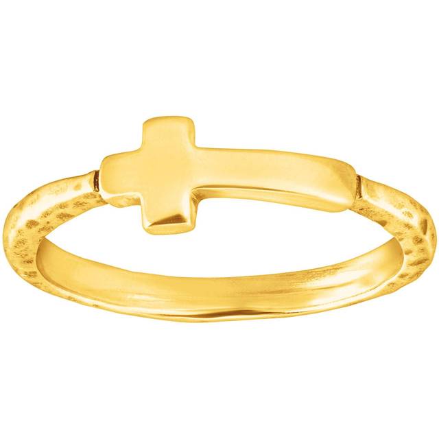 Silpada 'Simplex Cross' Textured Ring in Gold-Plated Sterling Silver, Size 8 - Yellow