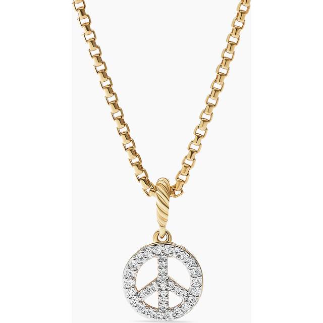 Peace Sign Amulet in 18ct Yellow Gold with Diamonds, 19mm
