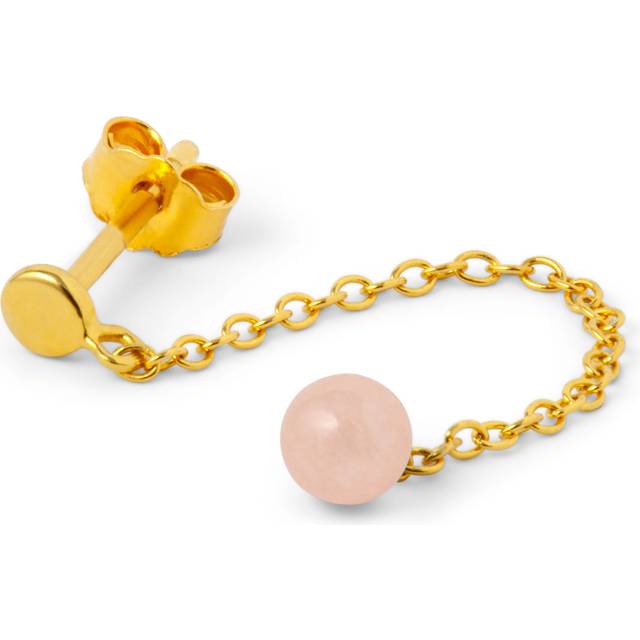 Lulu Copenhagen - Rose Natural Stone Chain Gold Plated Shiny Ear Stud