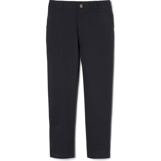 French Toast boys Adjustable Waist Stretch Straight Fit Chino (Standard & Husky) Pants  School Uniform Black  12 US