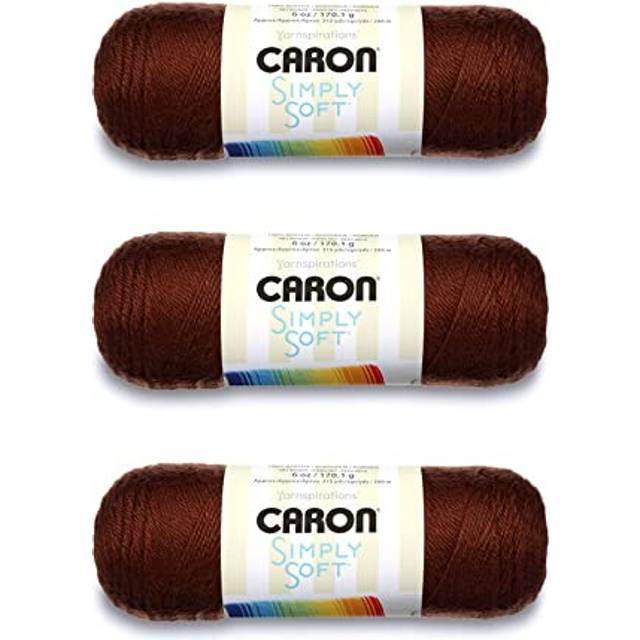 Simply Soft Chocolate Yarn - 3 Pack of 170g/6oz - Acrylic - 4 Medium (Worsted) - 315 Yards - Knitting/Crochet