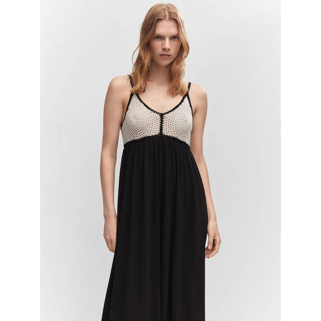 Mango Eva Sommerkjole - Sort/Offwhite