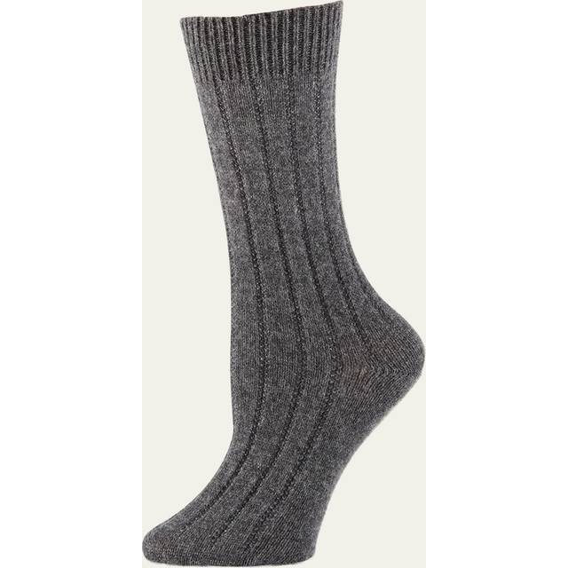 Cashmere Ribbed Socks - CHARCOAL