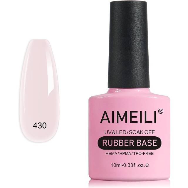 AIMEILI Rubber Base Gel för naglar, Sheer Color Gel Nail Polish UV LED Soak Off, Elastic Rubber Base Coat Nail Strengthener Nail Rhinestones Glue Gel, Long Lasting - (430) 10ml