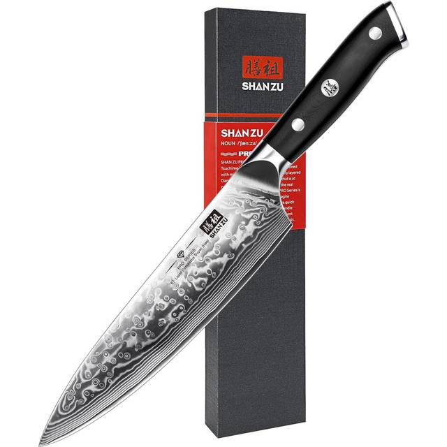 SHAN ZU Chef's Knife Damascus Steel Kitchen Knife Super Steel 67 Layer Knife 8 inches with G10 Handle - PRO Series