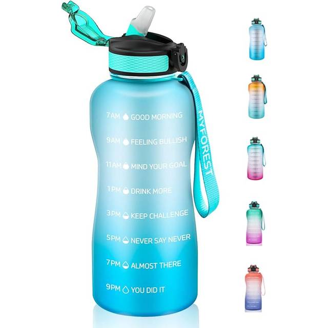 Sports water bottle liter, large spout for large sip/removable straw for small