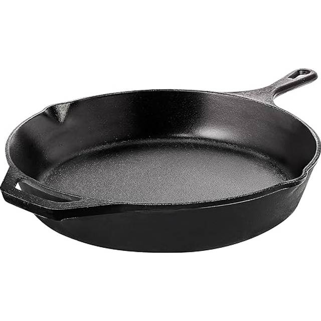 KICHLY Pre-Seasoned Cast Iron Skillet - 12.5 inch (31.75 cm) - Frying Pan, Steak Pan, Grill Frying Pan - Indoor/Outdoor Cookware - Black