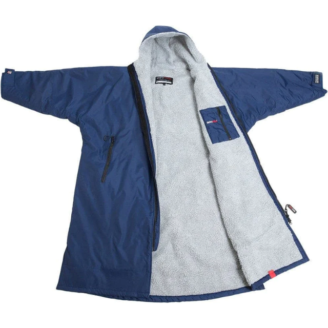 (Navy Blue Grey, XL) Dryrobe Advance Long Sleeve Changing Robe (ADULT)