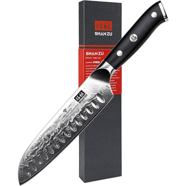 SHAN ZU Kitchen Santoku Knife 7 Inch Professional Damascus Knife 67 Layers Japanese Chef Knife Ultra Sharp High Carbon Super Steel Kitchen Utility