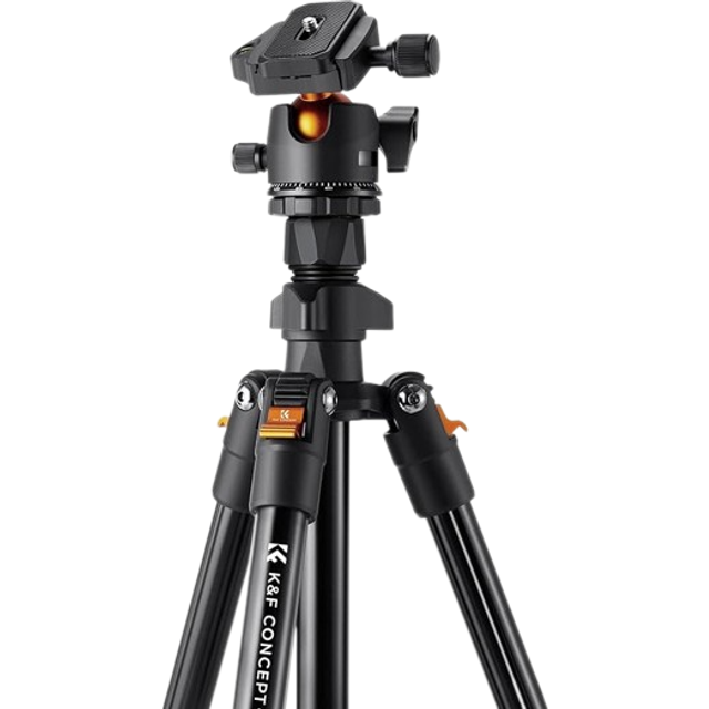 K&F Concept Kamerastativ,163CM Resestativ för Kamera,Lättviktsstativ i Aluminium, Kompakt Stativ för Reflexkamera med 360° Kulhuvud och Frigöringsplatta för DSLR Kamera K234A0 (Endast 1.15kg)